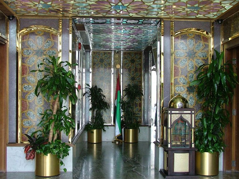 Decorative metal & mosaic interior